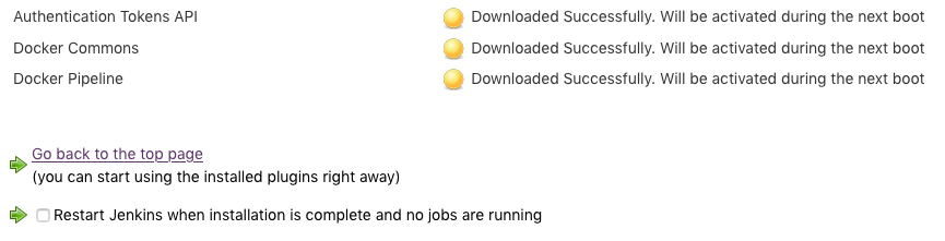 Jenkins plugins installation complete