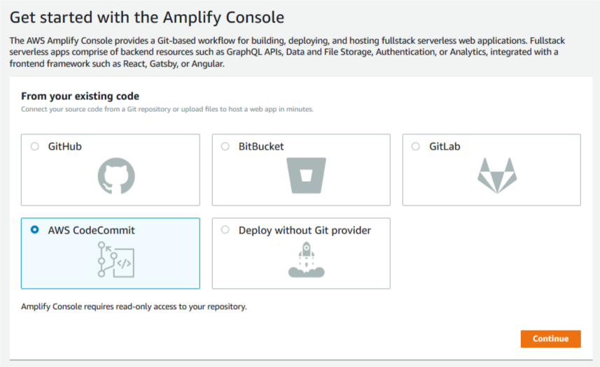 Amplify get started page