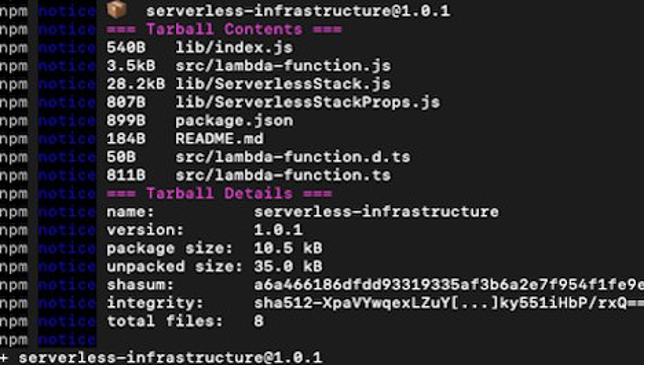 Successful publishing of Serverless construct package to CodeArtifact