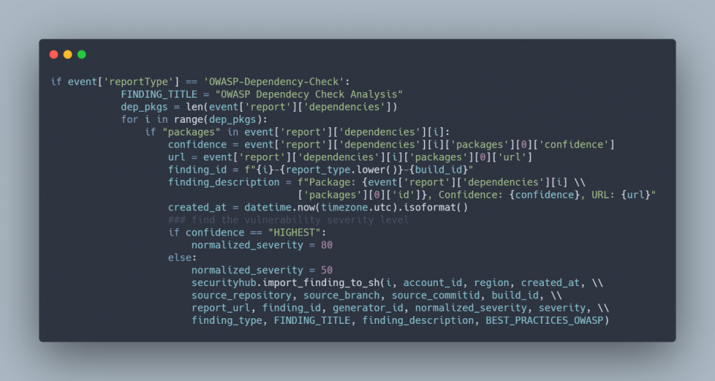 Lambda code snippet for OWASP Dependency-check