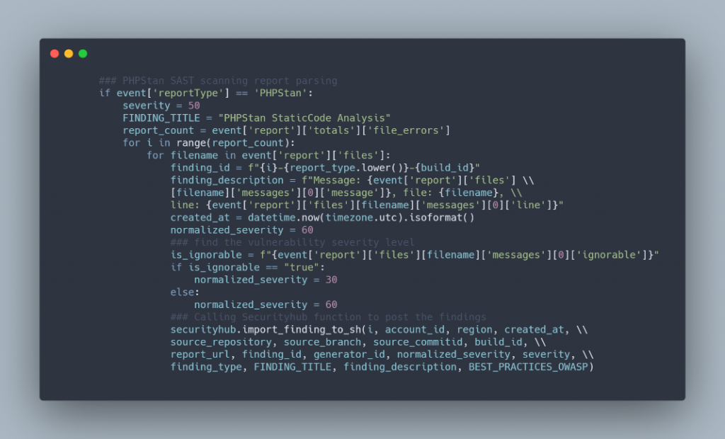 Lambda code snippet for PHPStan
