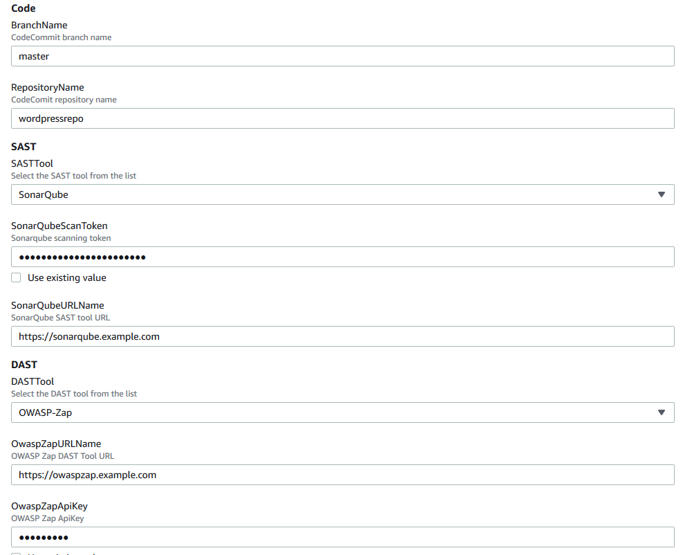 CF Deploymenet - Passing parameter values