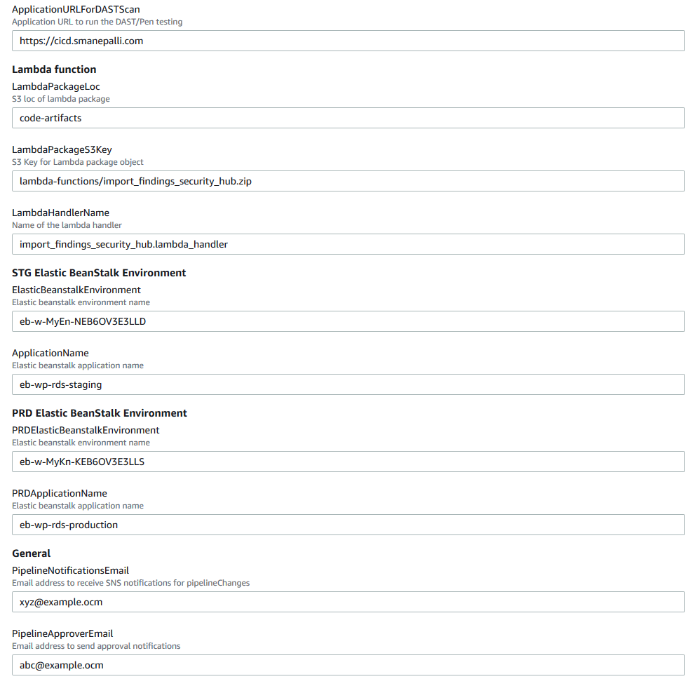 CloudFormation deployment - Passing parameter values