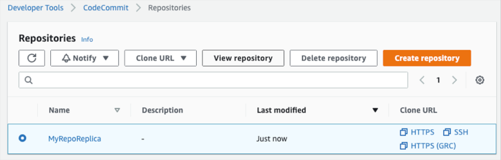 CodeCommit repo screenshot
