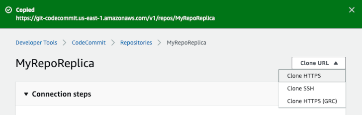 CodeCommit console screenshot