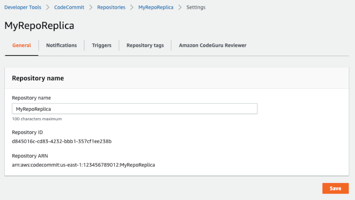 CodeCommit repo screenshot