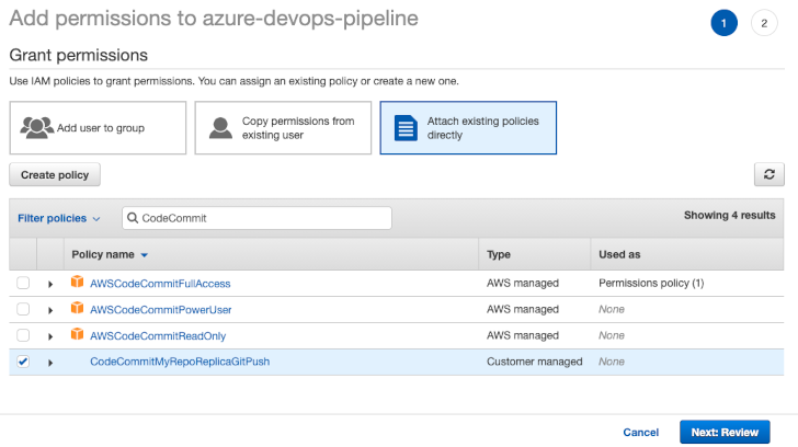 IAM console screenshot