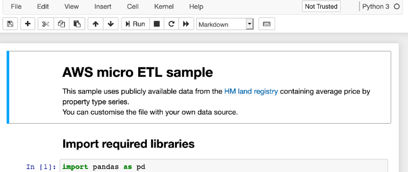 Jupyter Notebook AWS micro ETL