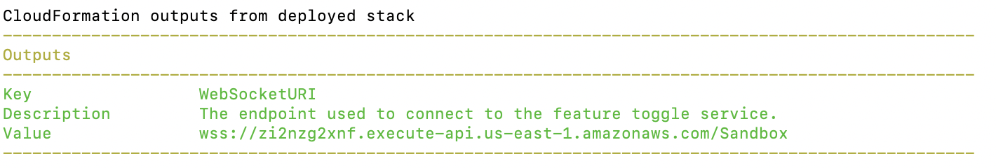 Feature toggle stack output