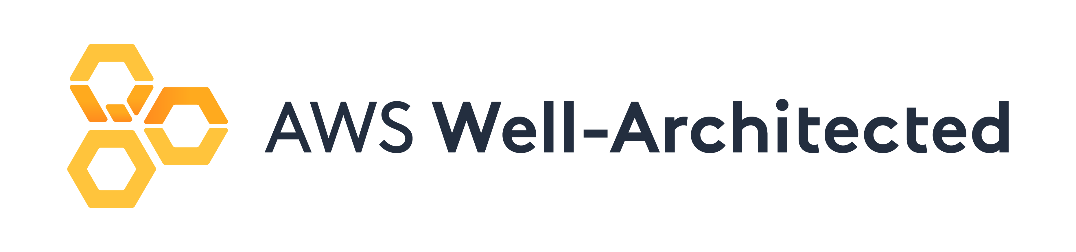 The 3 hexagons of the well architected logo appear to the right of the words AWS Well-Architected.