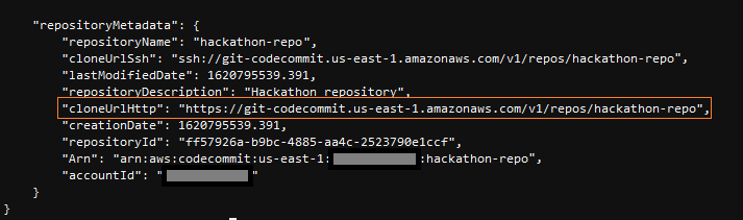 Terminal showing environment metadata after running the command