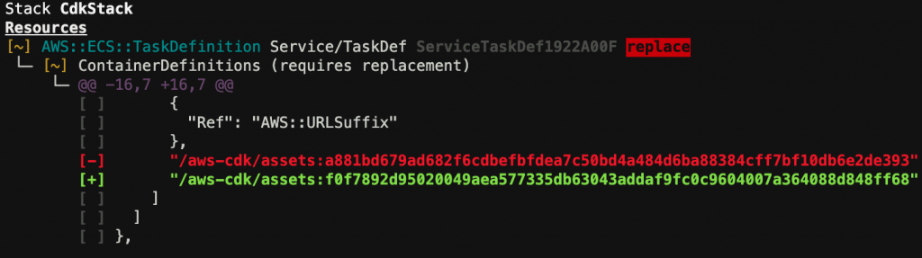 Show cdk diff output