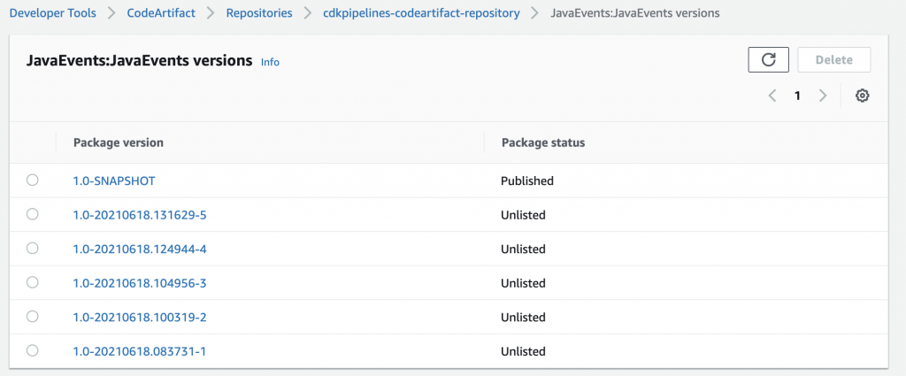 aws-codeartifact-repository-package-versions