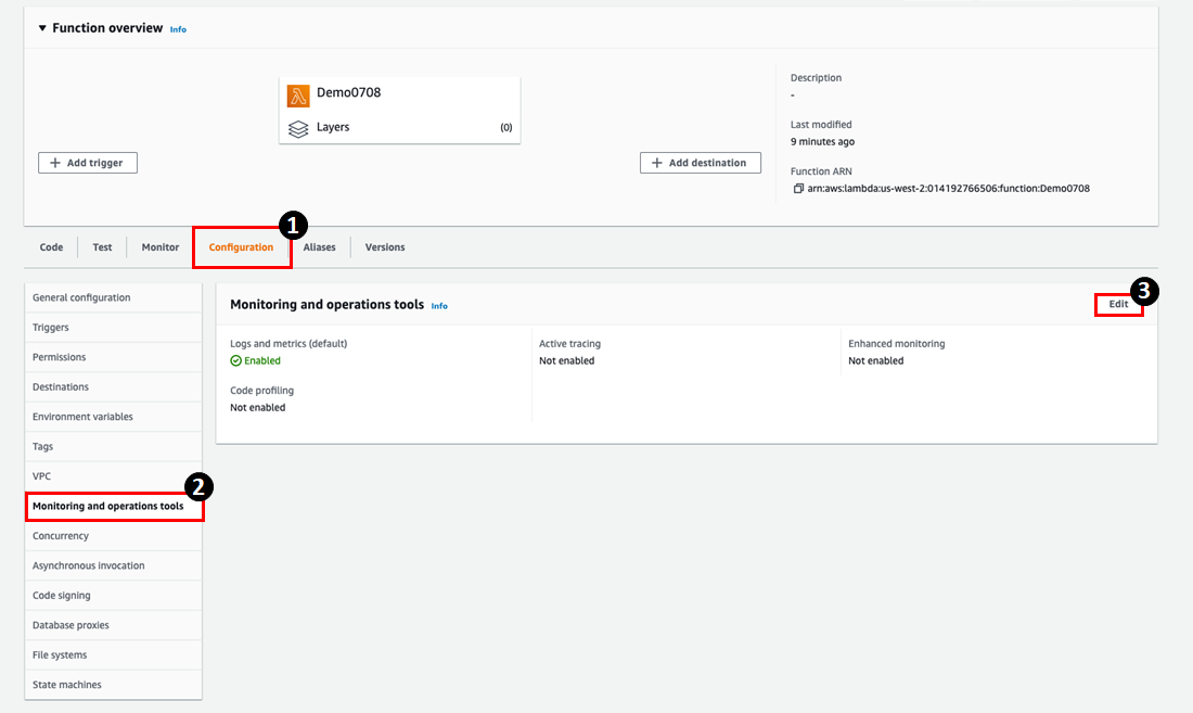 This image shows the instructions to open the page to turn on profiling