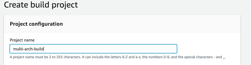 codebuild project name