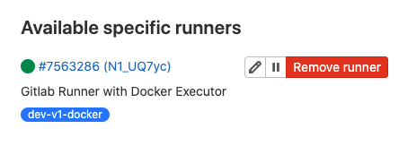 After the update is complete, you will see that on the Gitlab project’s console, the old Gitlab Runner, ez_5x8Rv, is replaced by the new Gitlab Runner, N1_UQ7yc. 