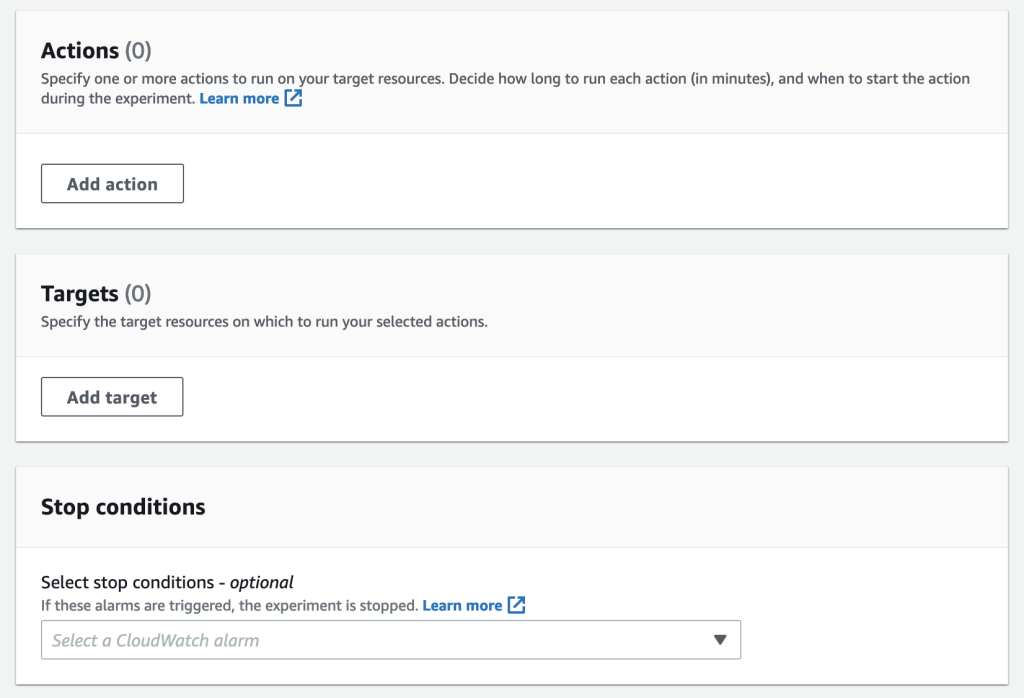 Action, Target and Stop Conditions section is highlighted in the image.