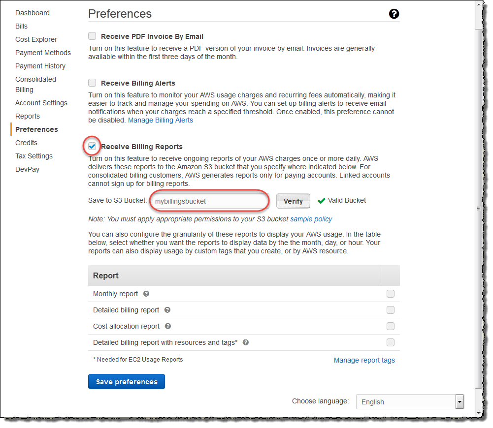 receive billing reports screenshot