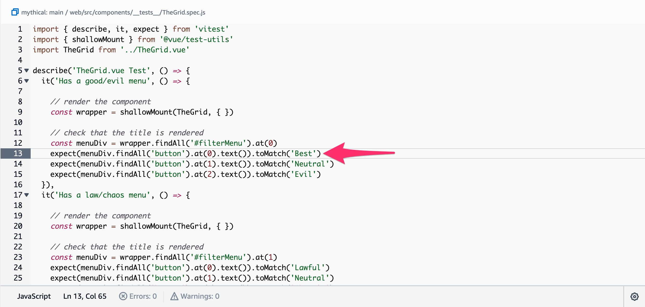 Figure 6. Front-End Unit Test Code Change.