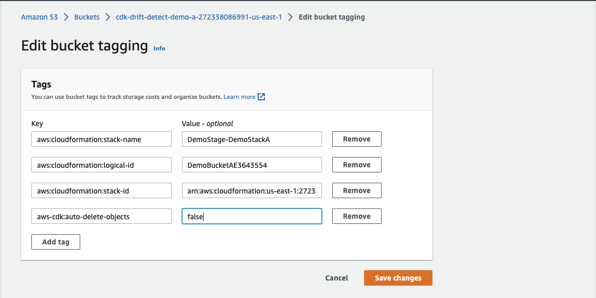 DemoStackA modify S3 tag