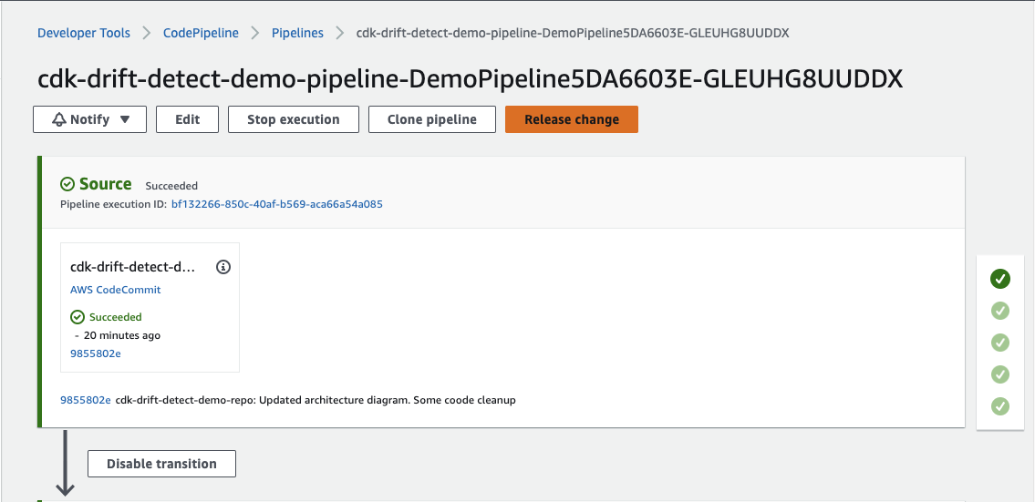 Run pipeline via Release Change tab