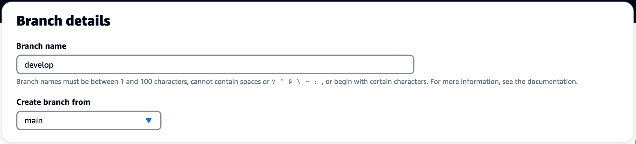 Create the develop branch from main.