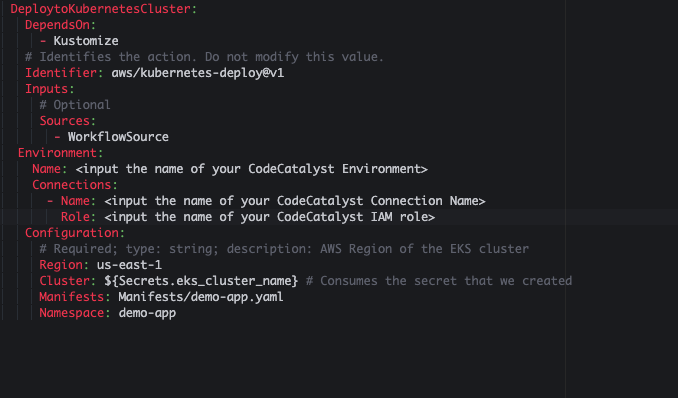 The image shows deployment stage added in the workflow file. 