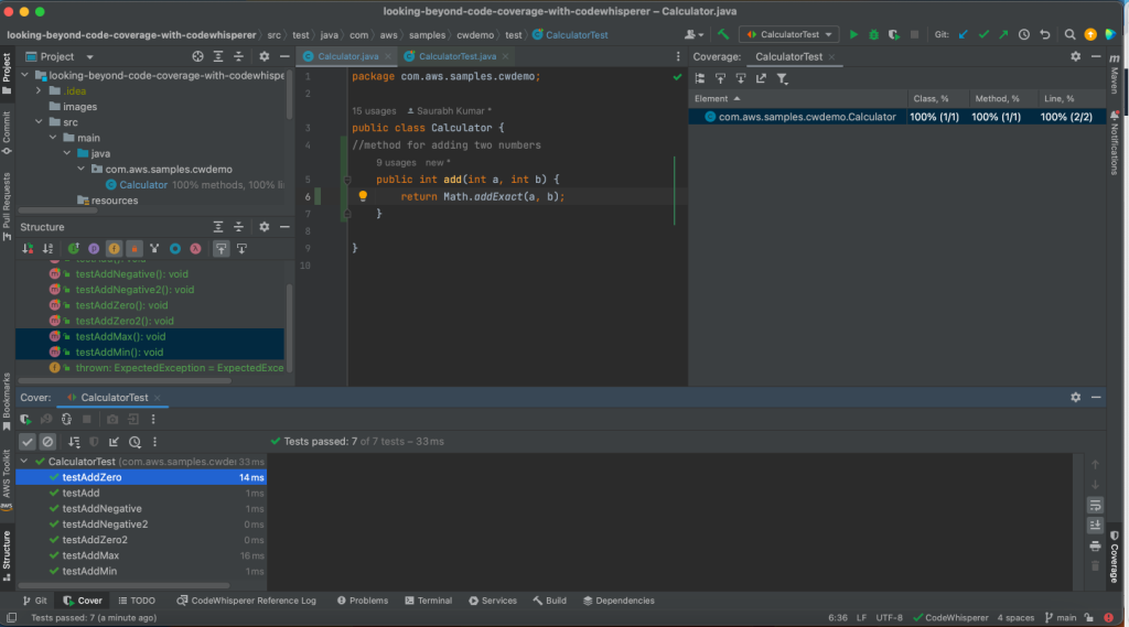 Figure 4. Final tests with coverage
