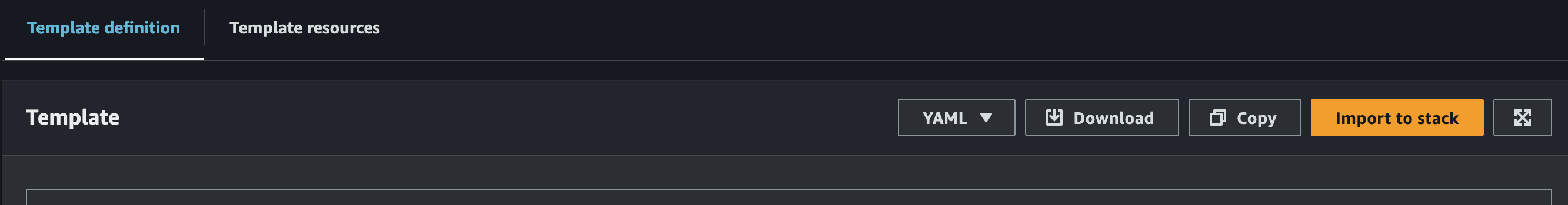 The template detail page with an import to stack button