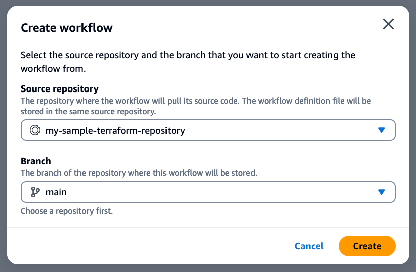 Creating Workflow from source repository