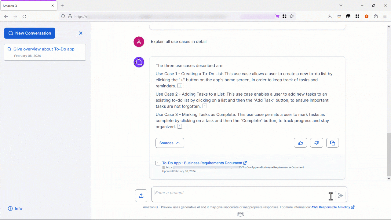 Ask Amazon Q Business to create issue in Jira