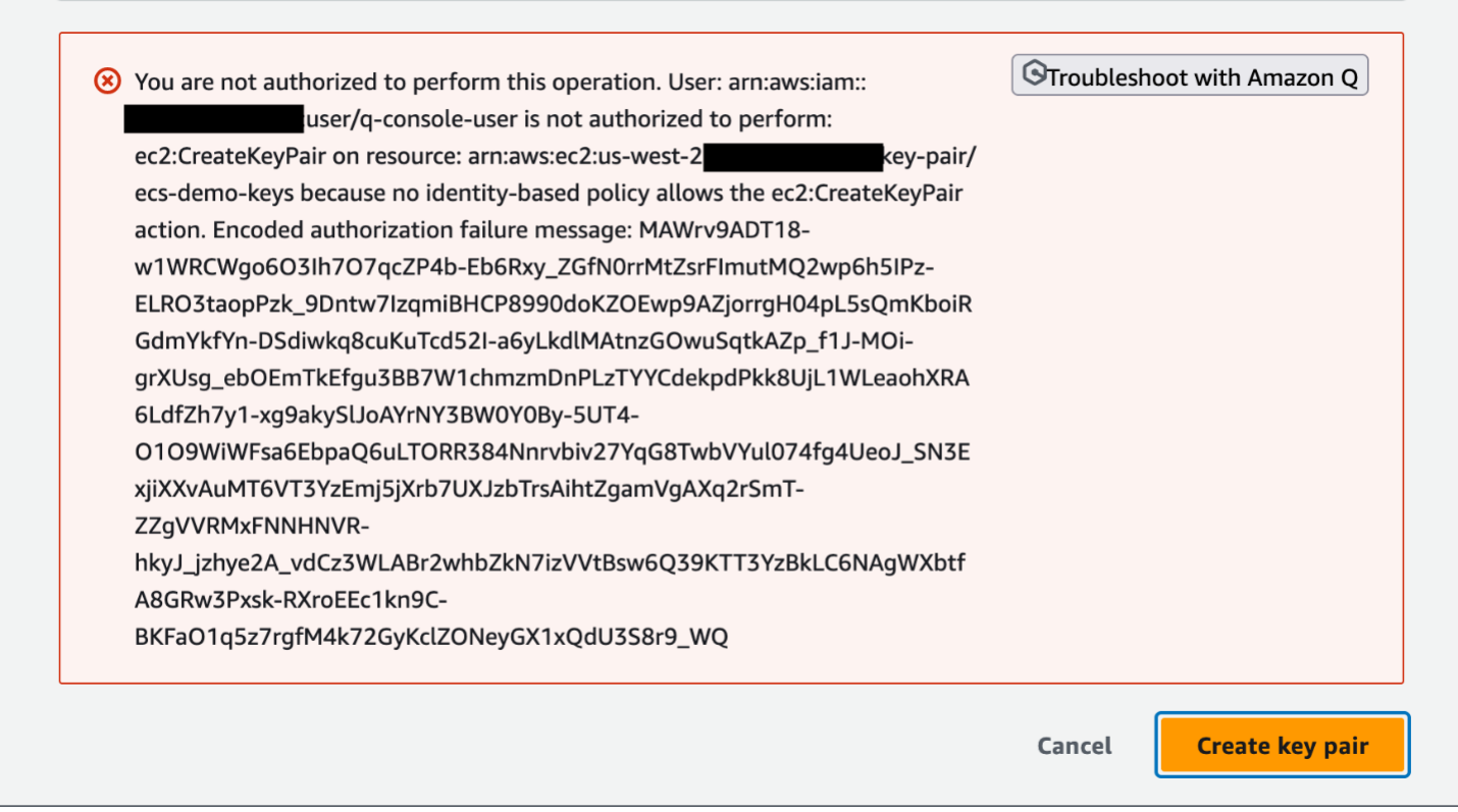Figure 11 - ECS console error