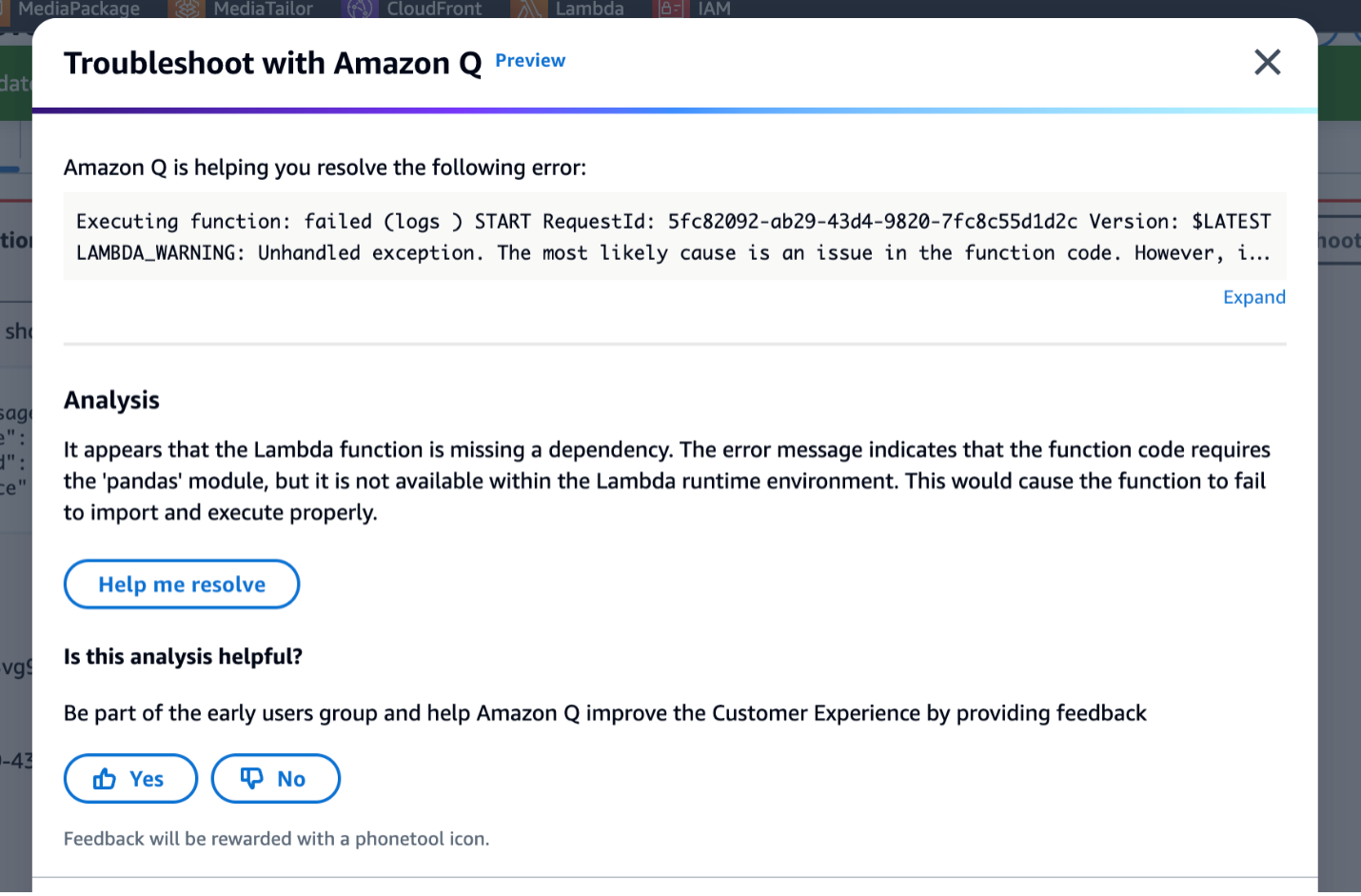 Figure 16 - Amazon Q Analysis