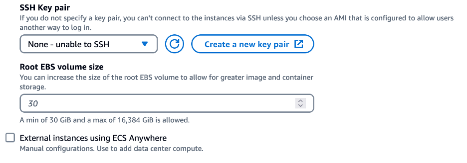 Figure 9 - Configuring ECS key pair