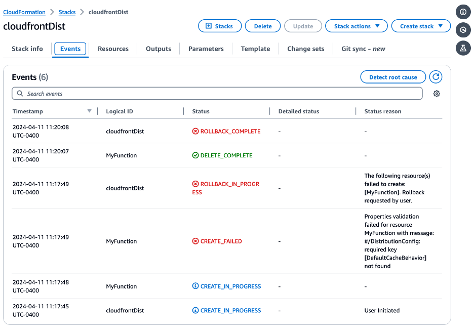 Stack Events & Q information on Required Parameters
