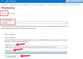 The diagram illustrates Azure Enterprise AWS IAM Identity center application provisioning configuration tab
