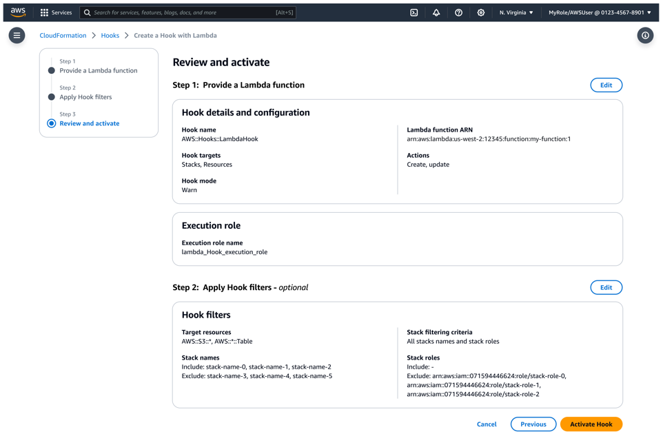 Lambda Hooks details and configuration