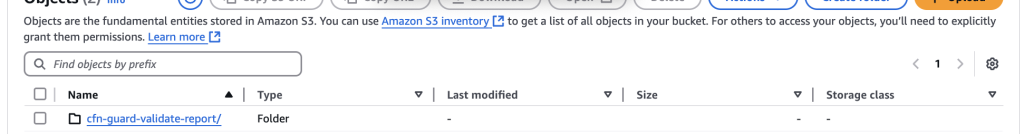Screenshot of an Amazon S3 interface showing the list of Guard Hook log files.