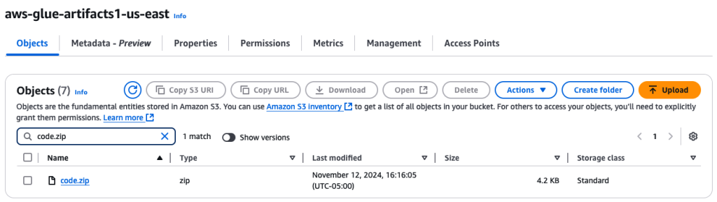 Figure 3 Upload code.zip file to S3 bucket