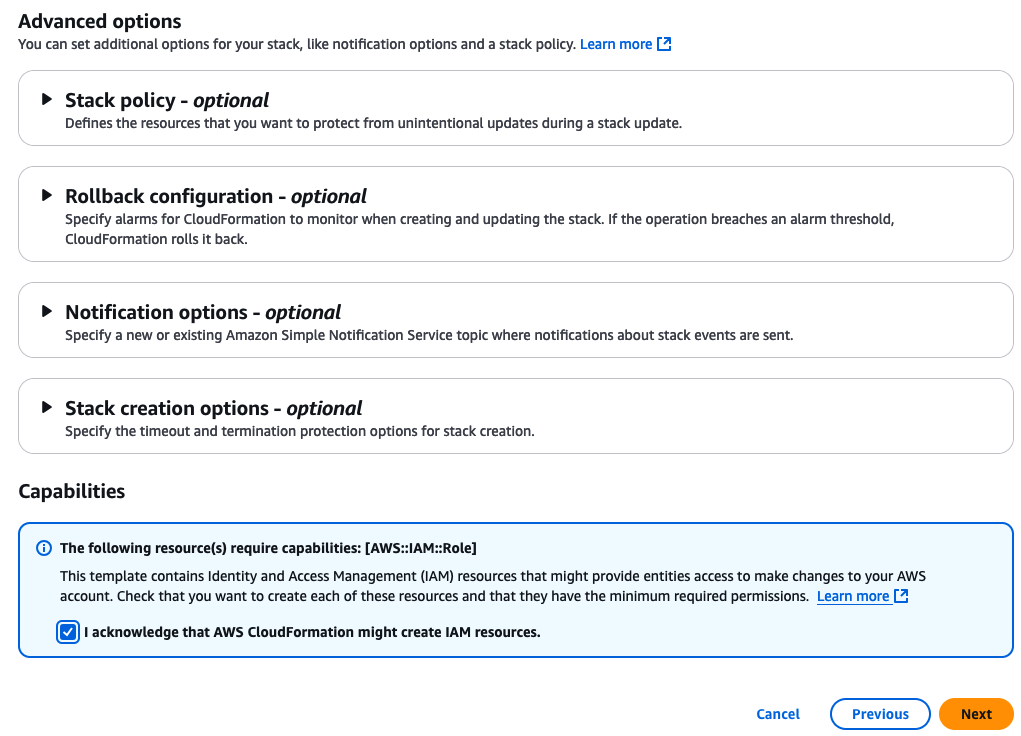 Figure 6 Acknowledge IAM resources creation