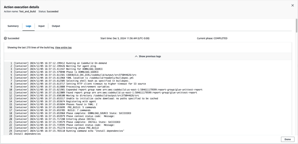 Figure 9 Successfully completed the Test_and_Build stage