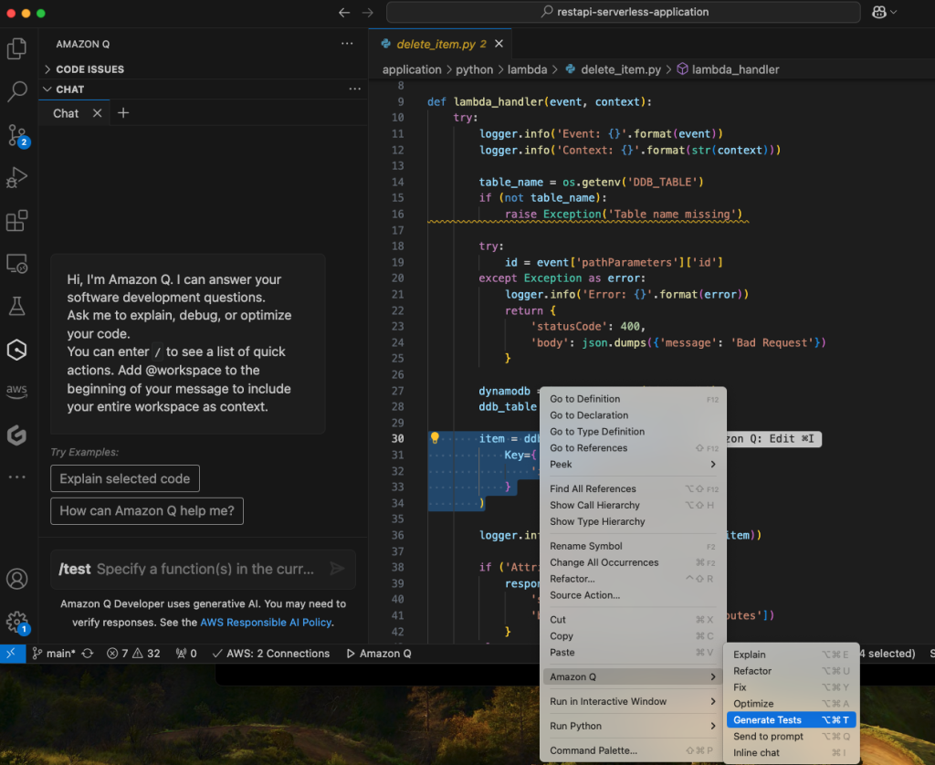 /test invoked within the IDE