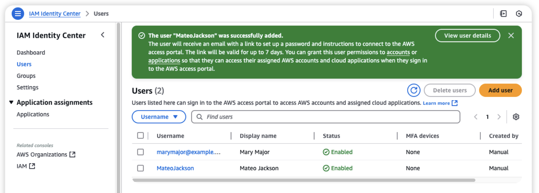 IAM Identity Center Users