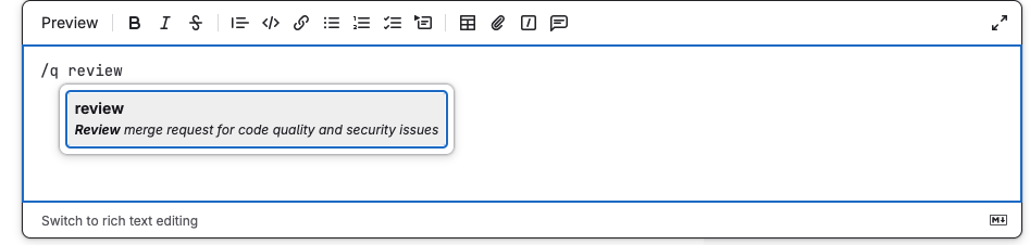 Invoking the Q review agent