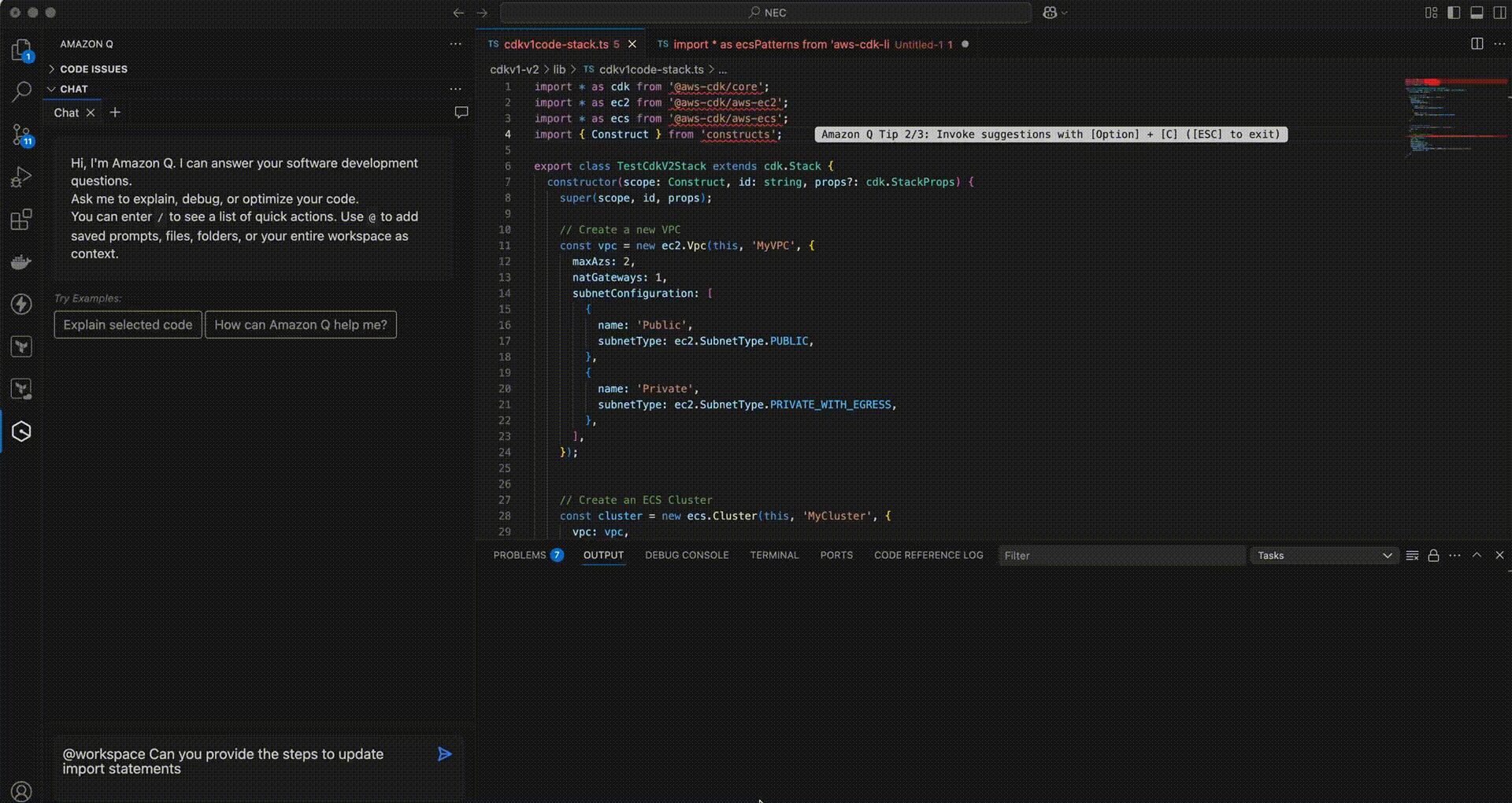 Amazon Q Developer advises on updating import statements by analyzing the current code context and guiding developers to replace legacy or outdated import paths with the latest.
