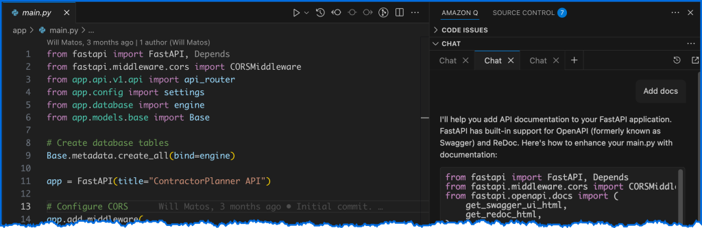 'Add docs' simple prompt with generic response.