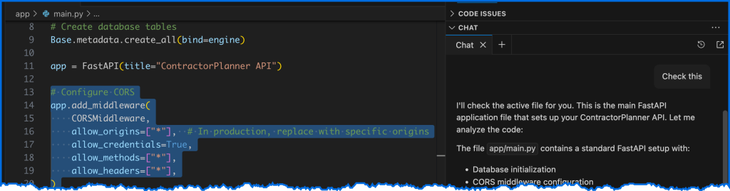 'Check this' simple prompt with generic response.