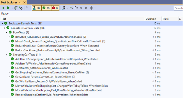 Test results for the existing as well as new tests.