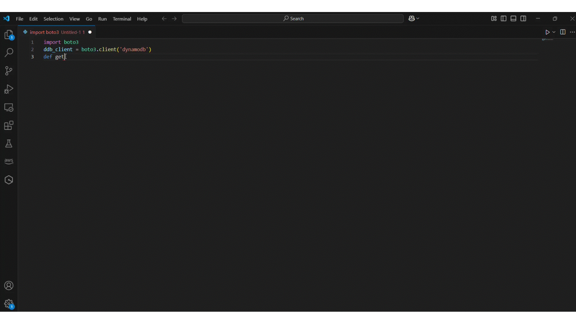 A screen recording of Visual Studio Code where Amazon Q Developer generates a sample code inline.