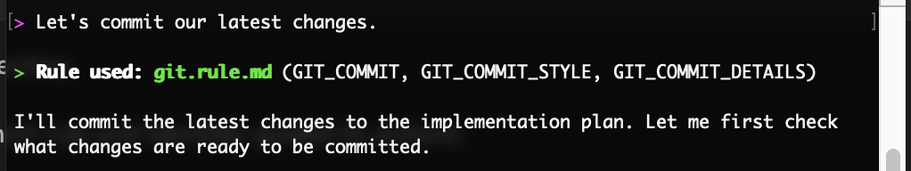 An image showing Q Developer CLI printing the rules it uses in its answers